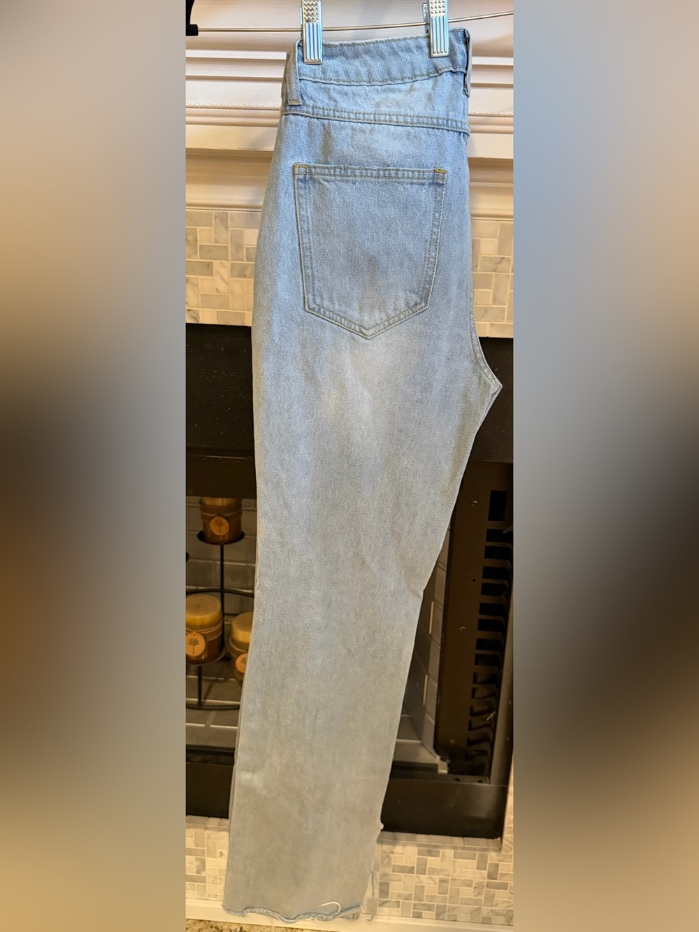 Avec Les Filles Light Blue Distressed Straight Jeans - Picture 5 of 6